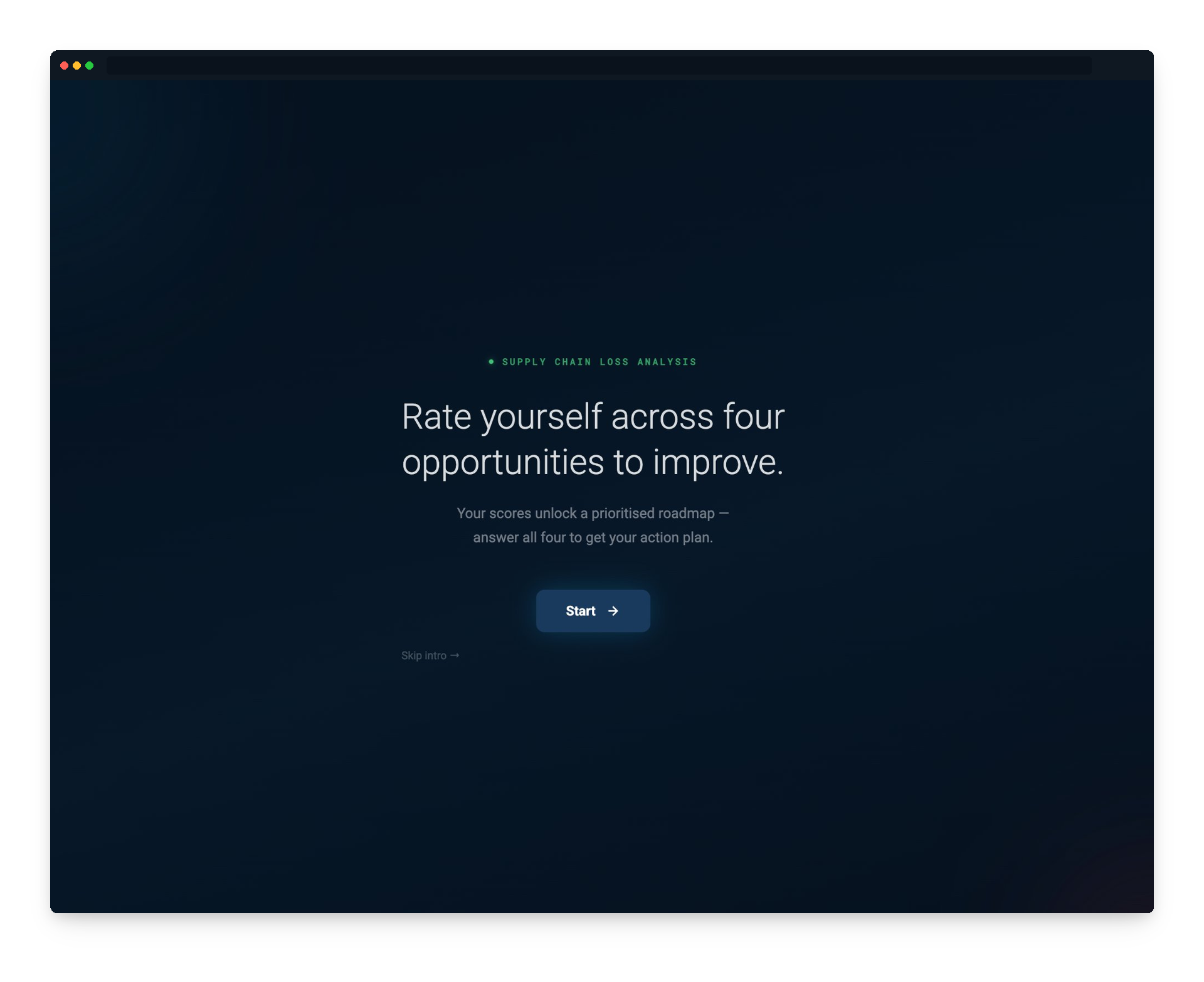 Supply Chain Loss Analysis — intro screen