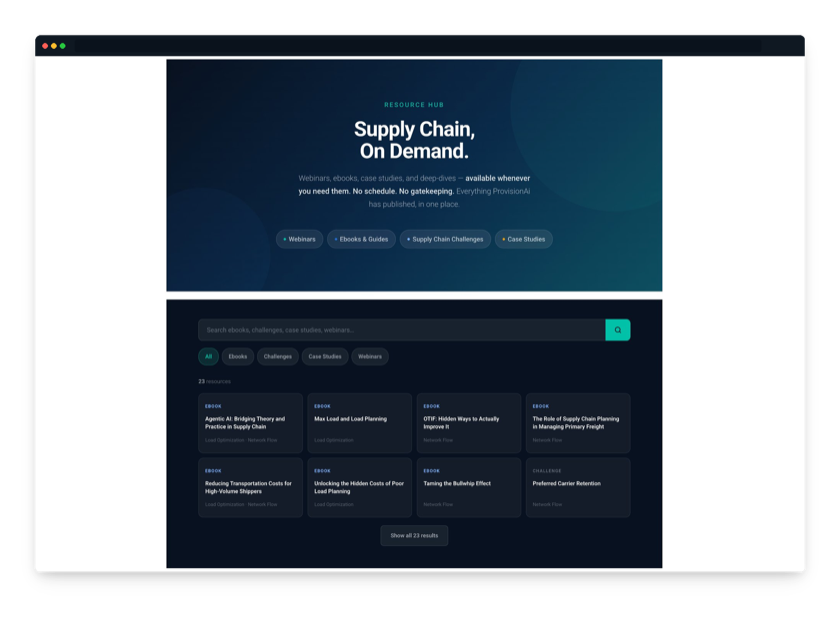 ProvisionAI: the supply chain resource hub home page