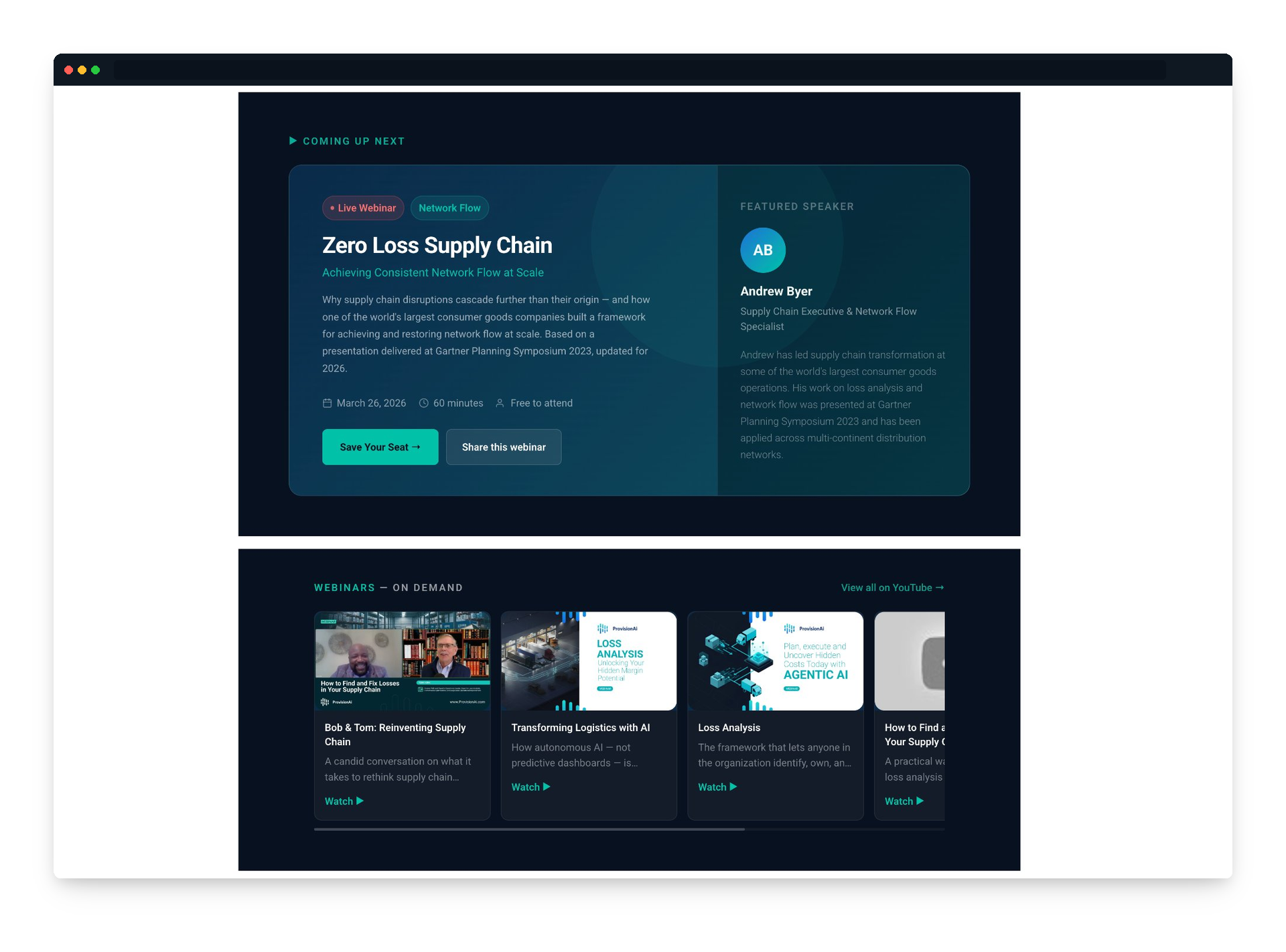 Webinars — live and on demand
